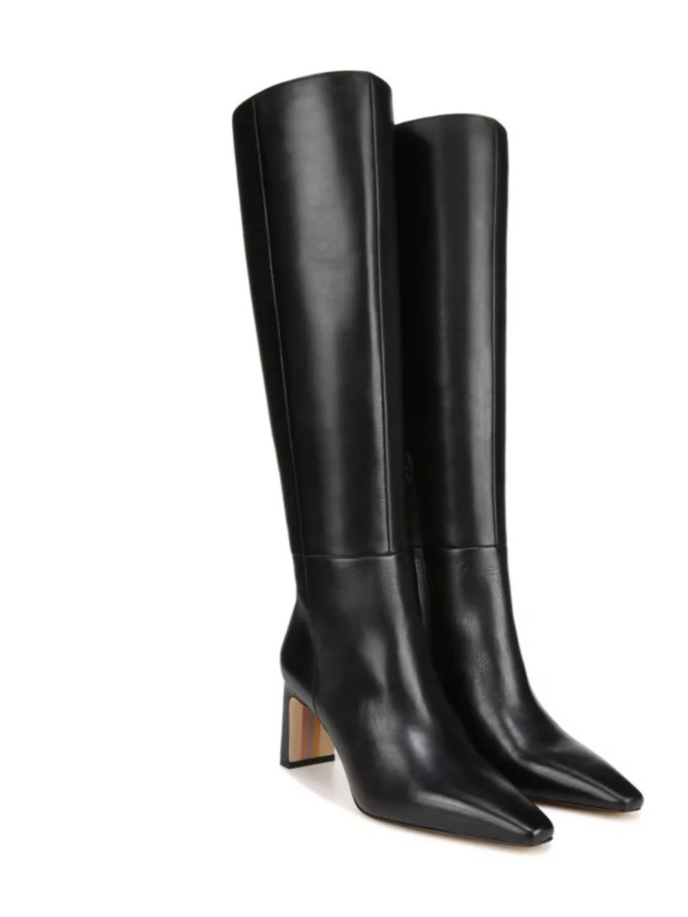 Classic Black Over-the-Knee Leather Boots with Block Heel